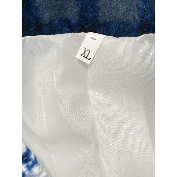 Check Plaid Lightweight Coat Jacket Button Front Pockets White Blue Women's XL - Picture 2 of 14